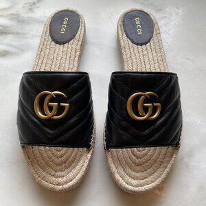 Never Worn Gucci GG Marmont Espadrille Slide Sandals, in Black, size EU 41